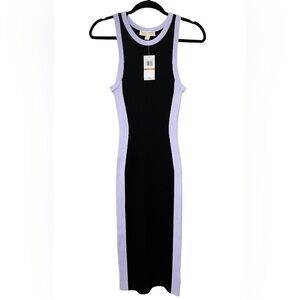 Michael Kors Purple Black Sleeveless Stretch Bodycon Maxi Dress Size S